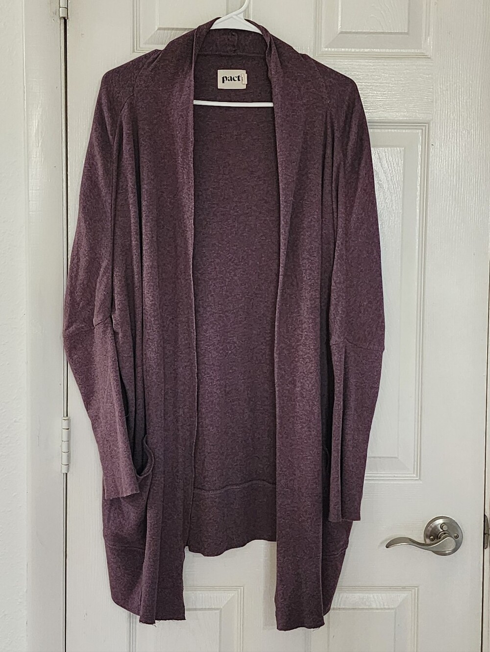 PACT Organic Cotton Airplane Drape Wrap Cardigan Heather Purple S/M